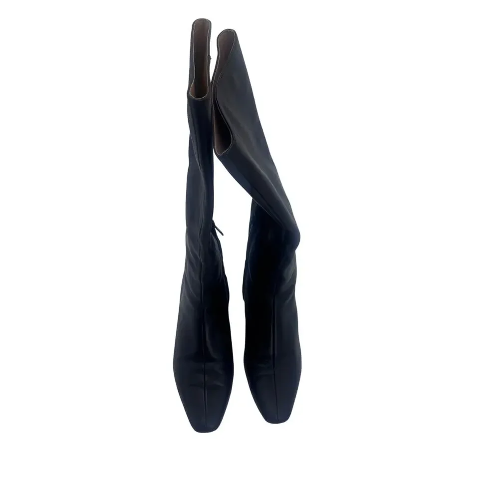 Madewell The Dimes Kitten-Heel Knee-High Boot Extended Calf Leather Black Size 8